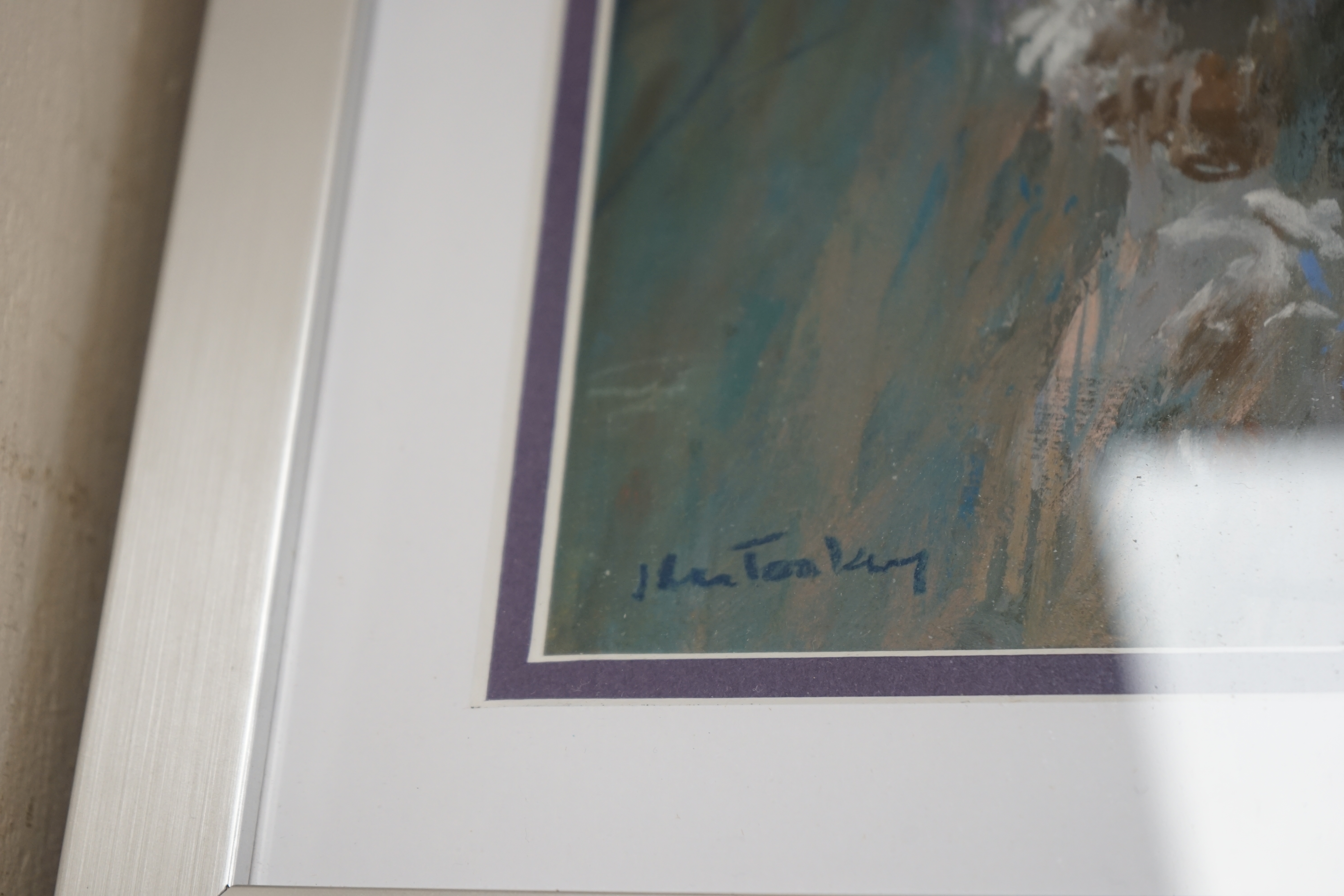 John Tookey (b.1947), two pastels, Landscapes, and a watercolour, Nude woman, each signed, 49 x 34cm. Condition - fair to good